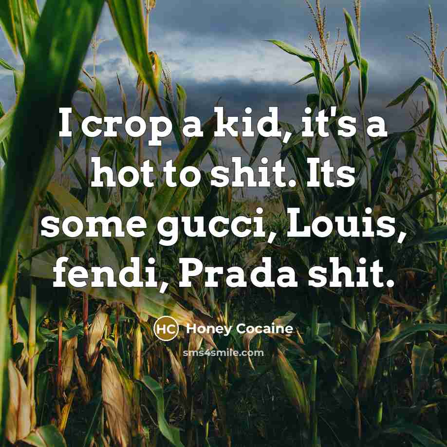 “I crop a kid, it's a hot to shit. Its…” quote by Honey Cocaine