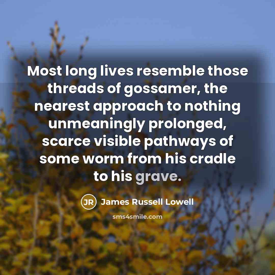 “Most long lives resemble those threads of gossamer, the nearest…” quote by James Russell Lowell
