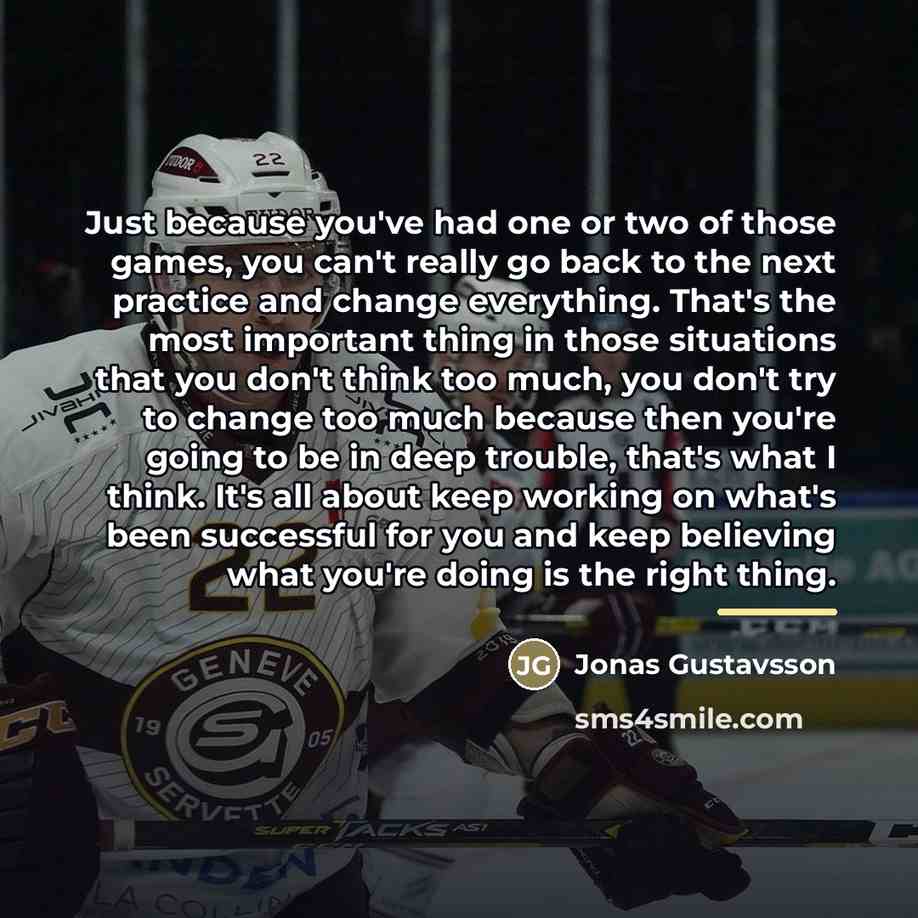 “Just because you've had one or two of those games,…” quote by Jonas Gustavsson