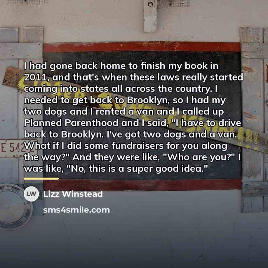 “I had gone back home to finish my book in…” quote by Lizz Winstead