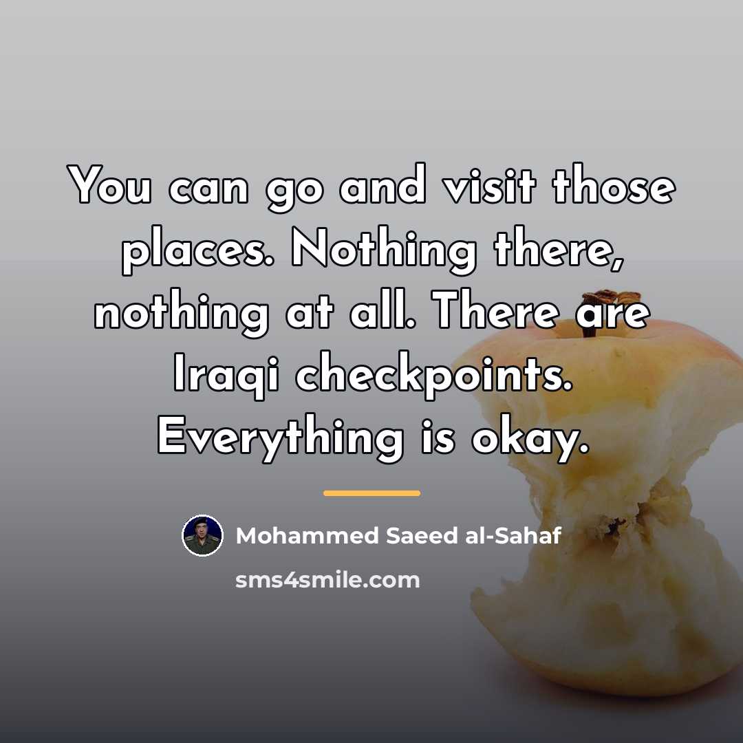 “You can go and visit those places. Nothing there, nothing…” quote by Mohammed Saeed al-Sahaf