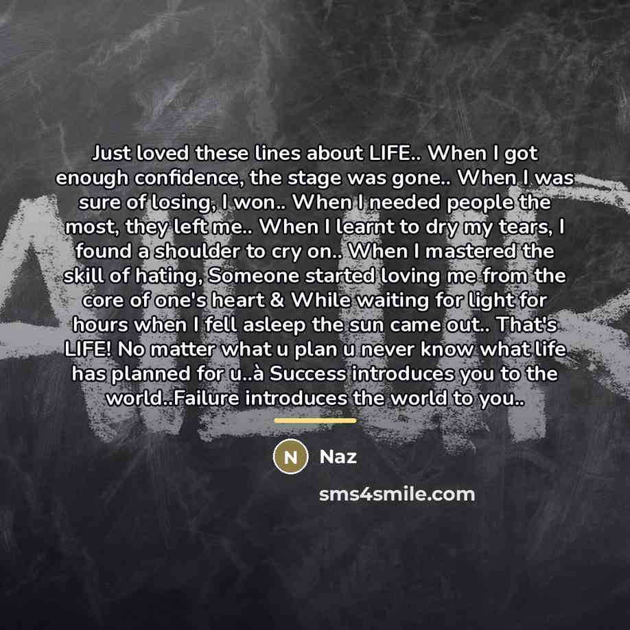 “Just loved these lines about LIFE.. When I got enough…” quote by Naz