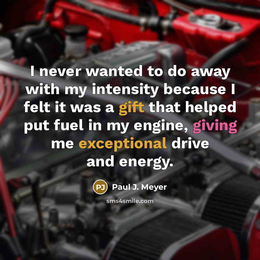“I never wanted to do away with my intensity because…” quote by Paul J. Meyer