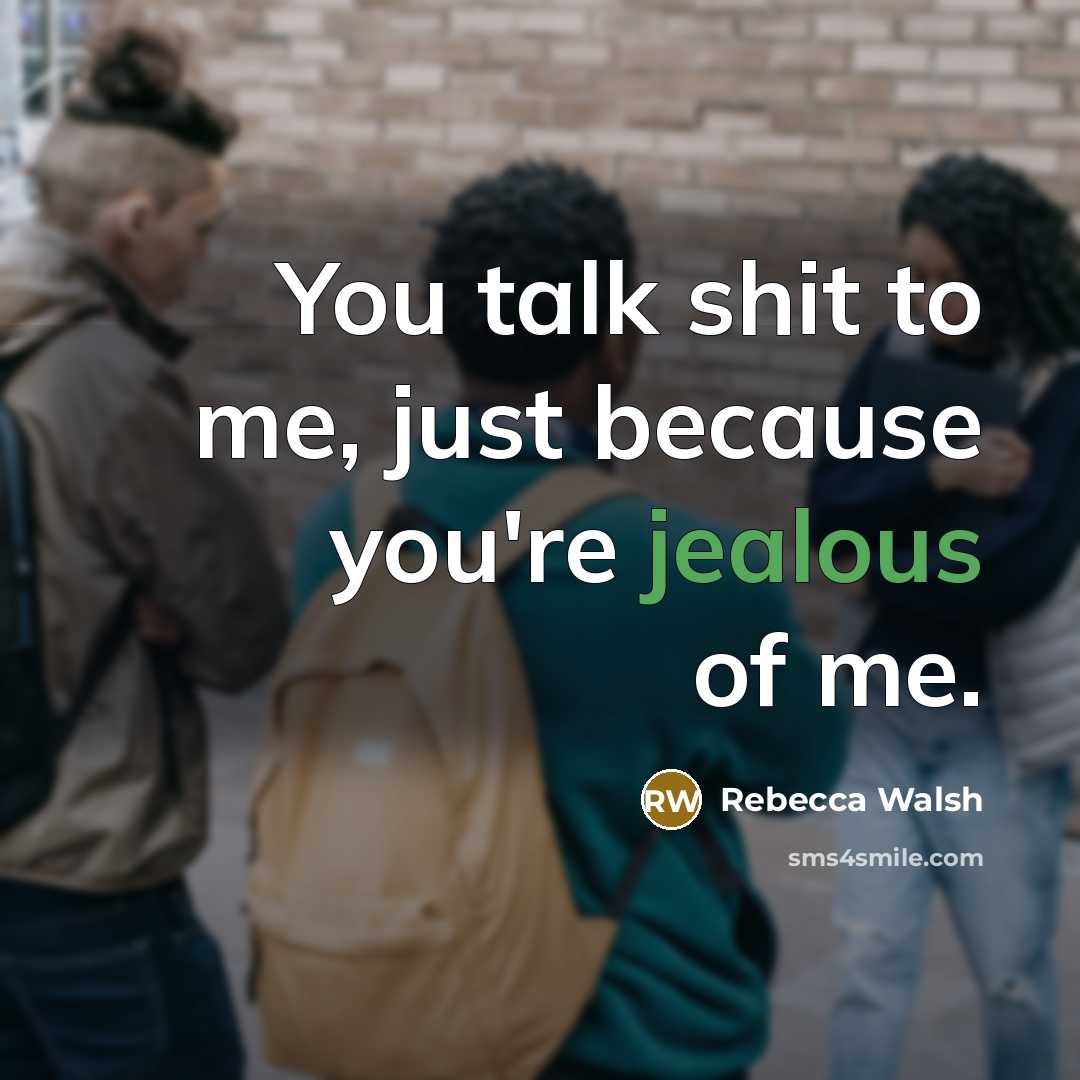 “You talk shit to me, just because you're jealous of…” quote by Rebecca Walsh
