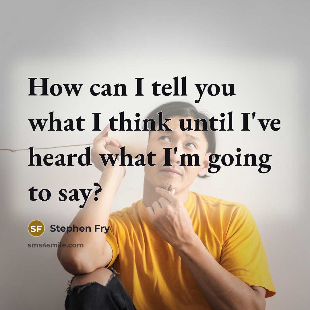 “How can I tell you what I think until I've…” quote by Stephen Fry