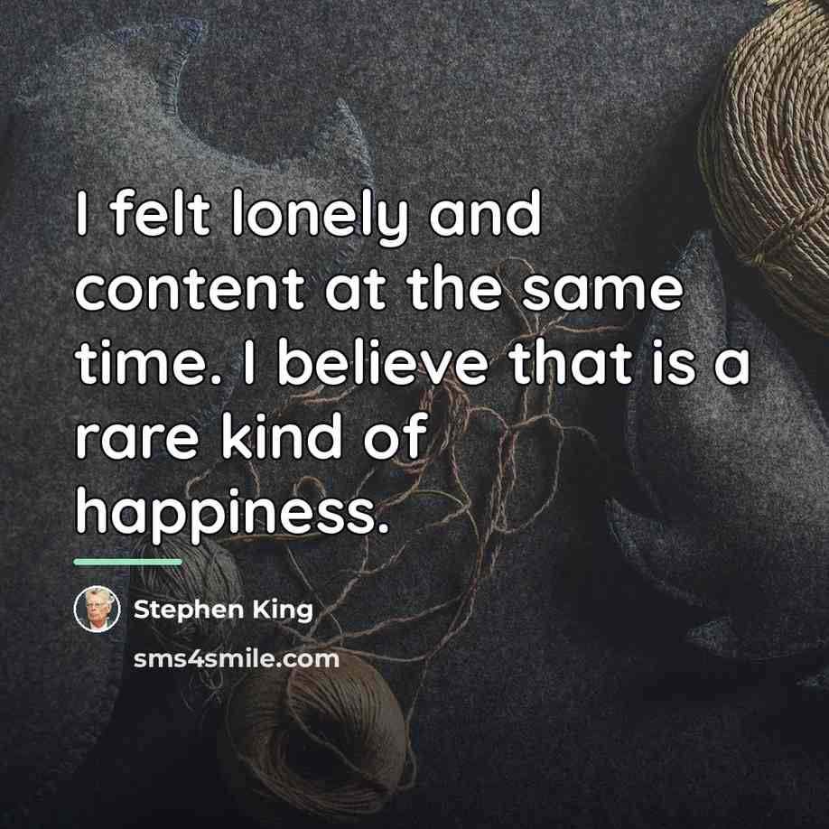“I felt lonely and content at the same time. I…” quote by Stephen King