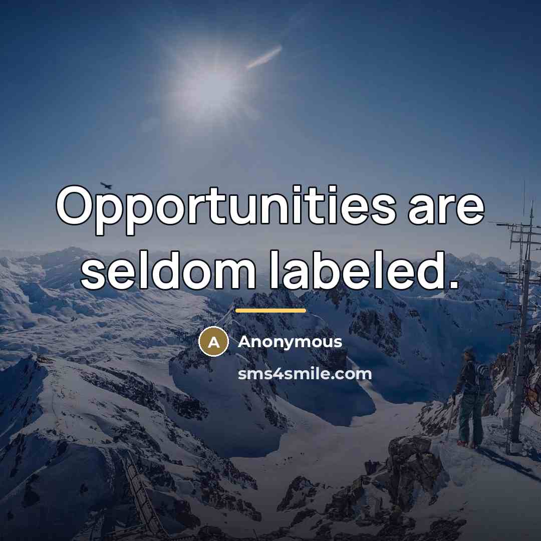 “Opportunities are seldom labeled.…” quote by Anonymous