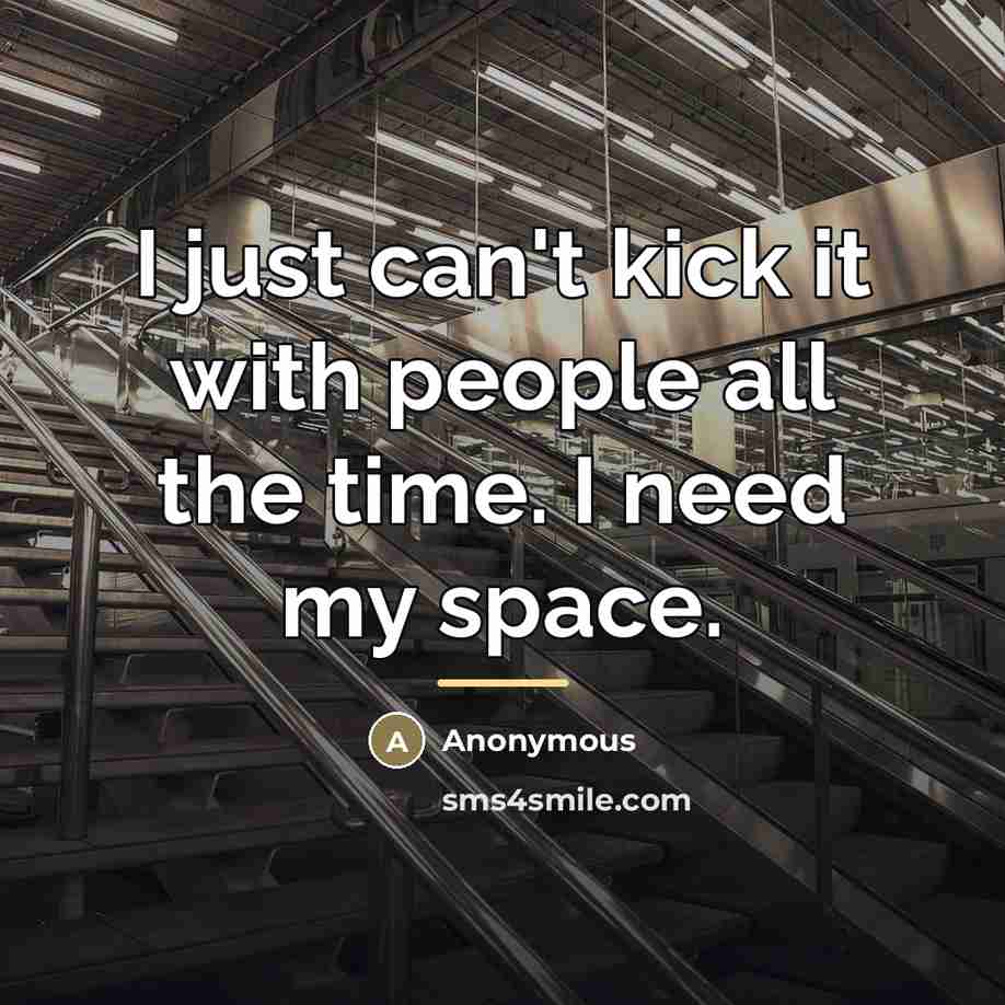 “I just can't kick it with people all the time.…” quote by Anonymous