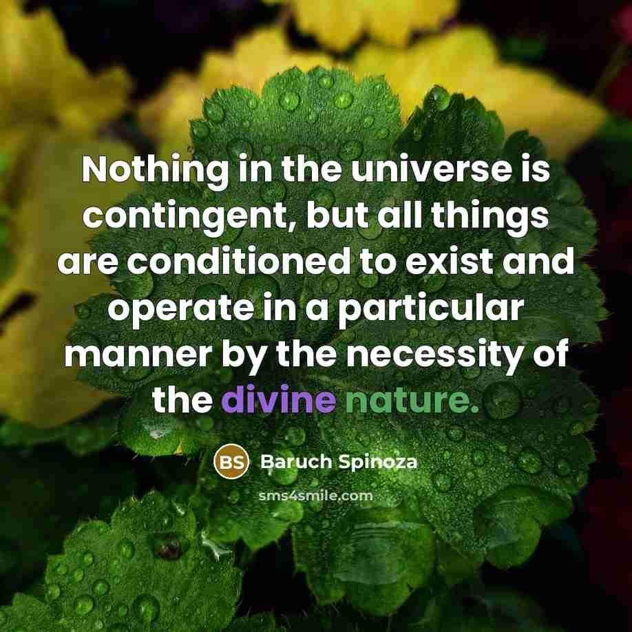 “Nothing in the universe is contingent, but all things are…” quote by Baruch Spinoza