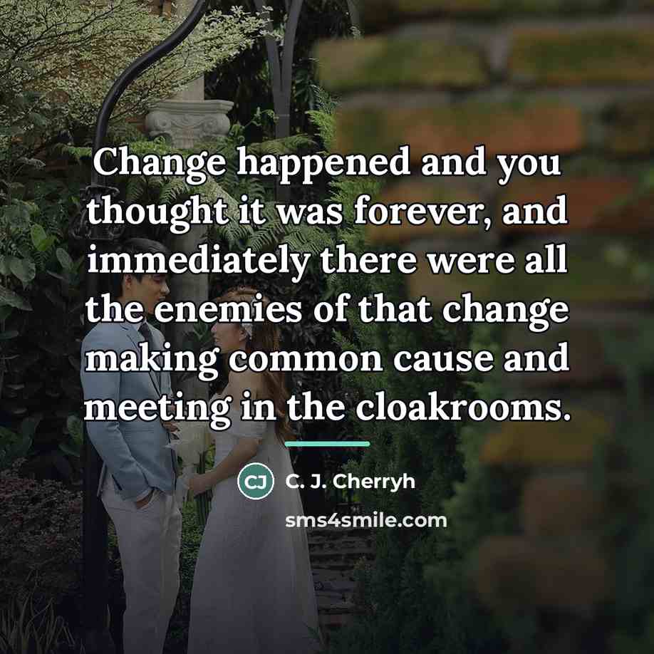 “Change happened and you thought it was forever, and immediately…” quote by C. J. Cherryh