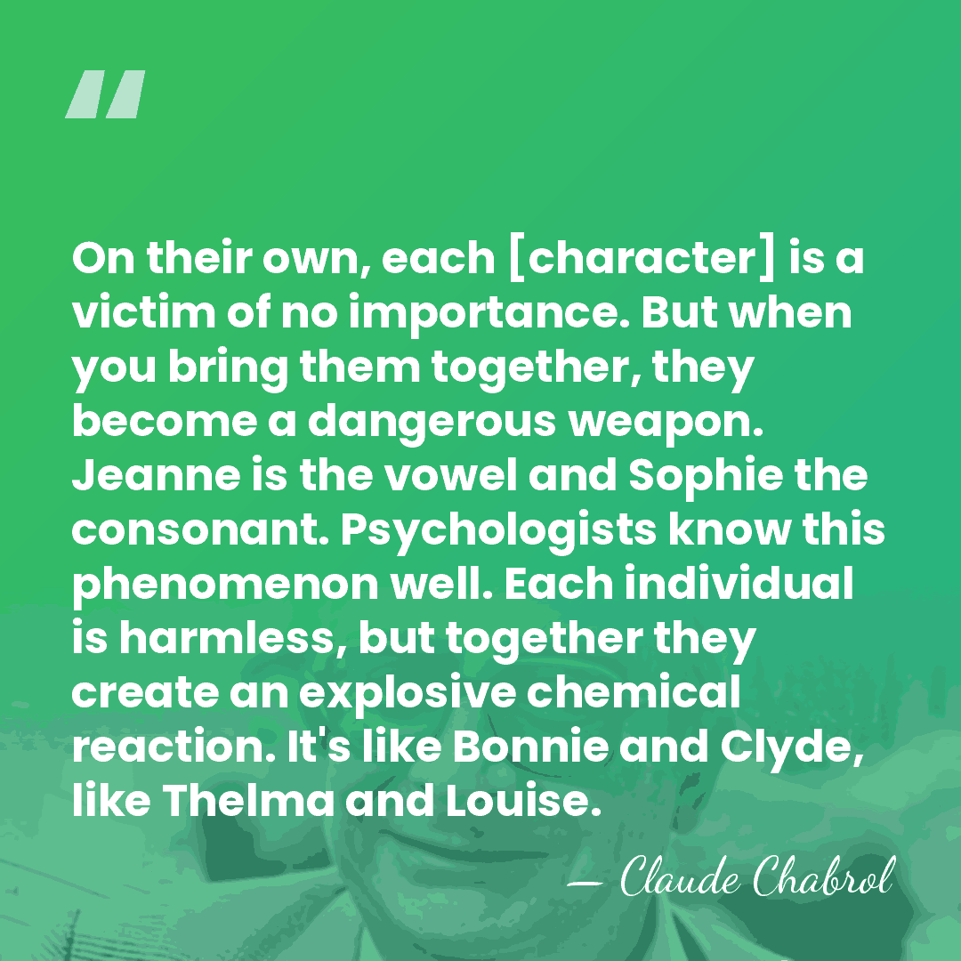On their own, each [character] is a victim of no importance. But&hellip; - Claude Chabrol