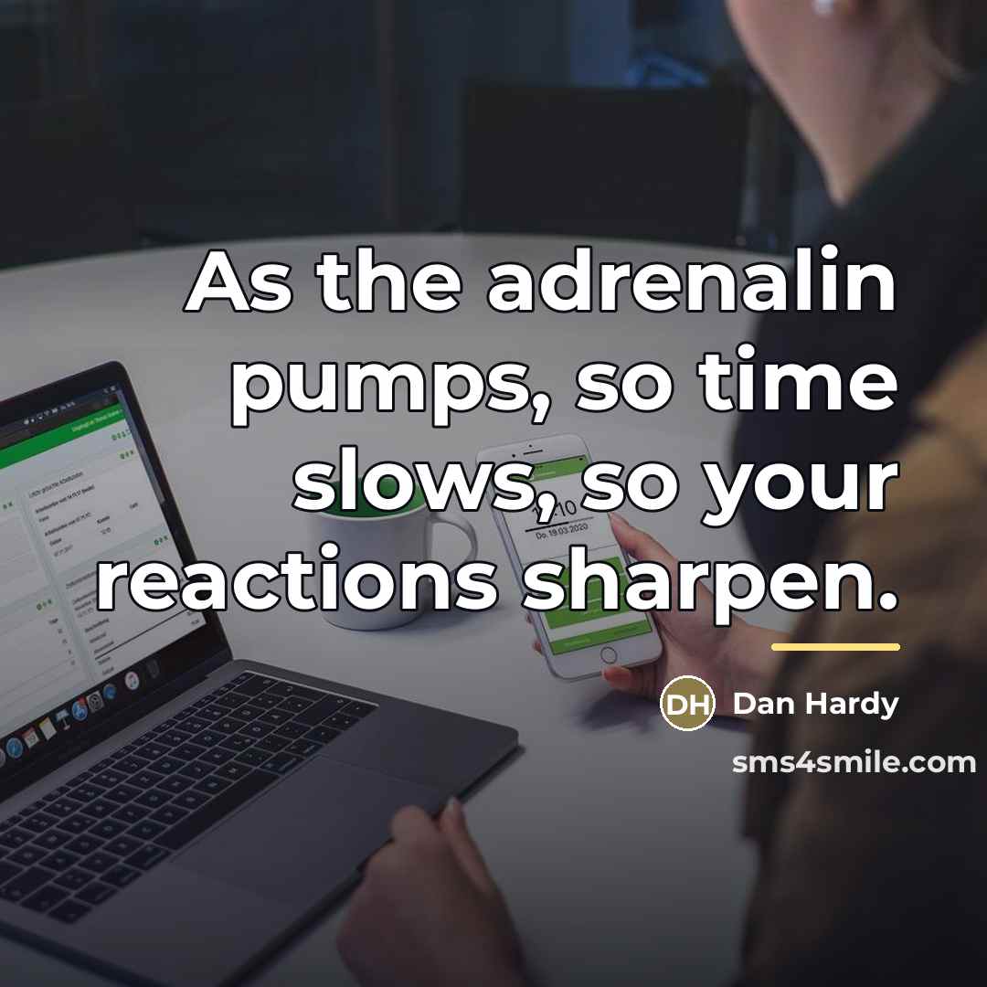 “As the adrenalin pumps, so time slows, so your reactions…” quote by Dan Hardy