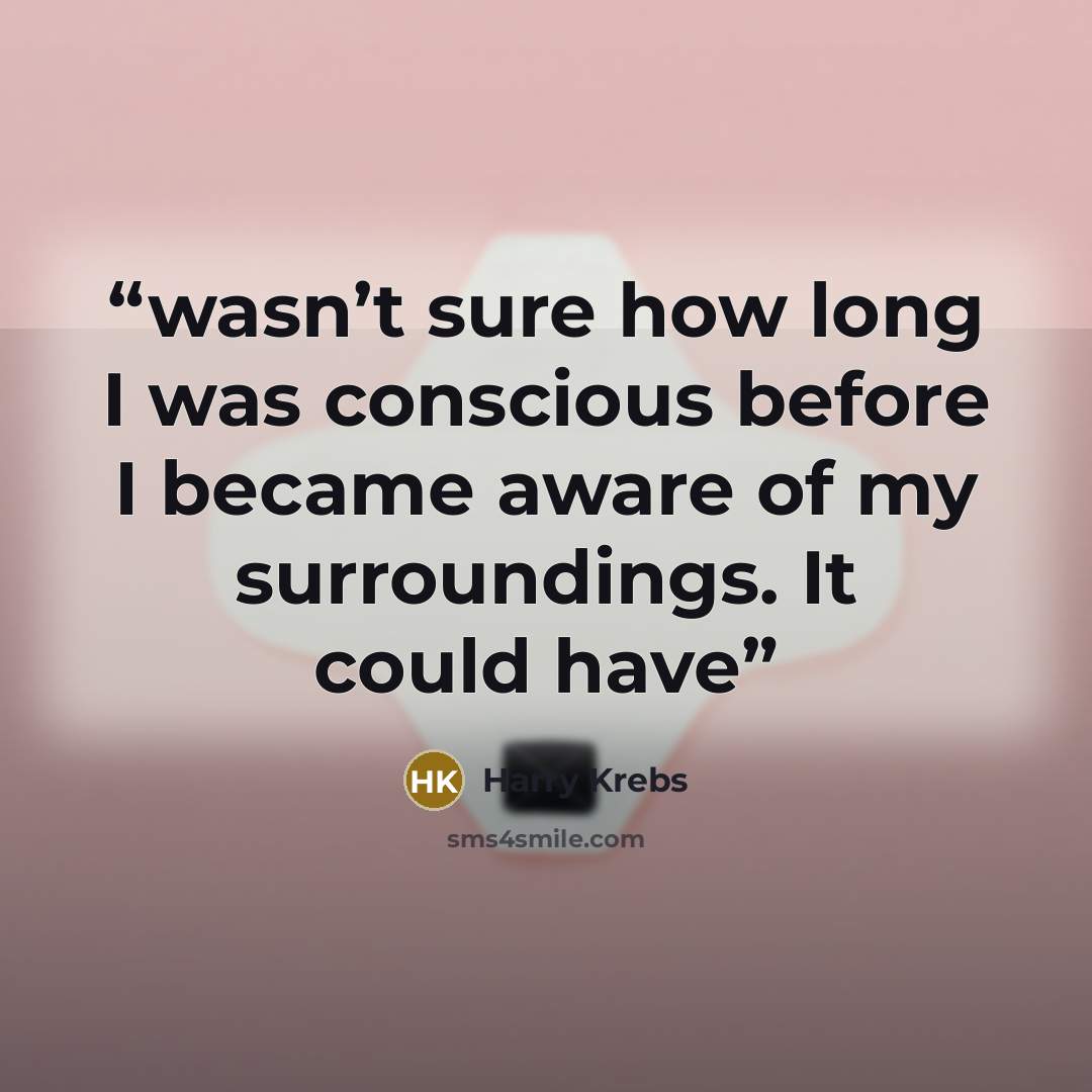 “wasn’t sure how long I was conscious before I became aware of my surroundings. It could have” quote by Harry Krebs