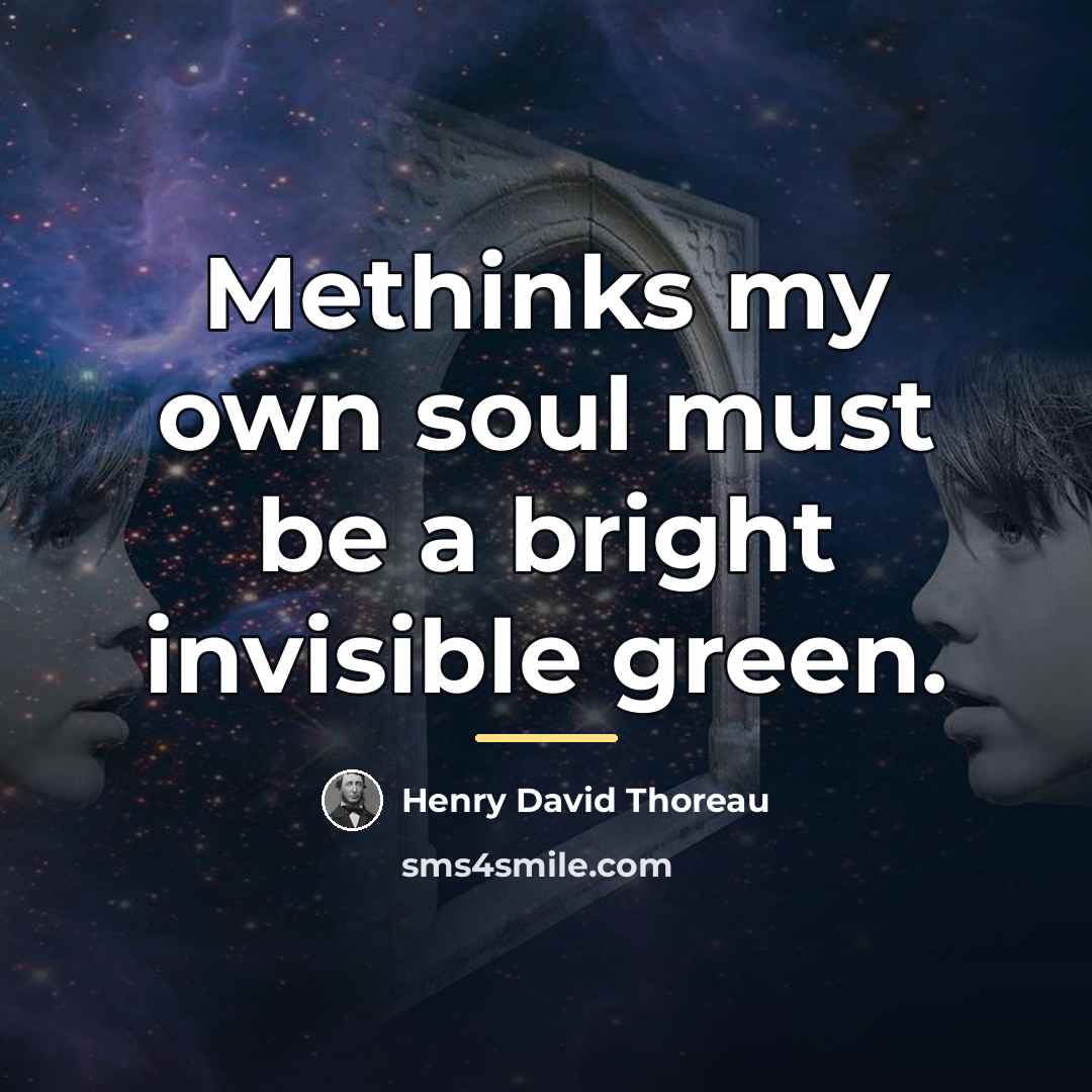 “Methinks my own soul must be a bright invisible green.…” quote by Henry David Thoreau