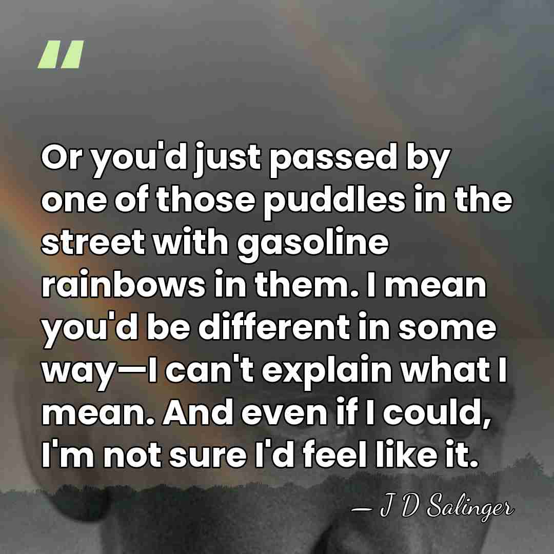 Or you'd just passed by one of those puddles in the street&hellip; - J D Salinger