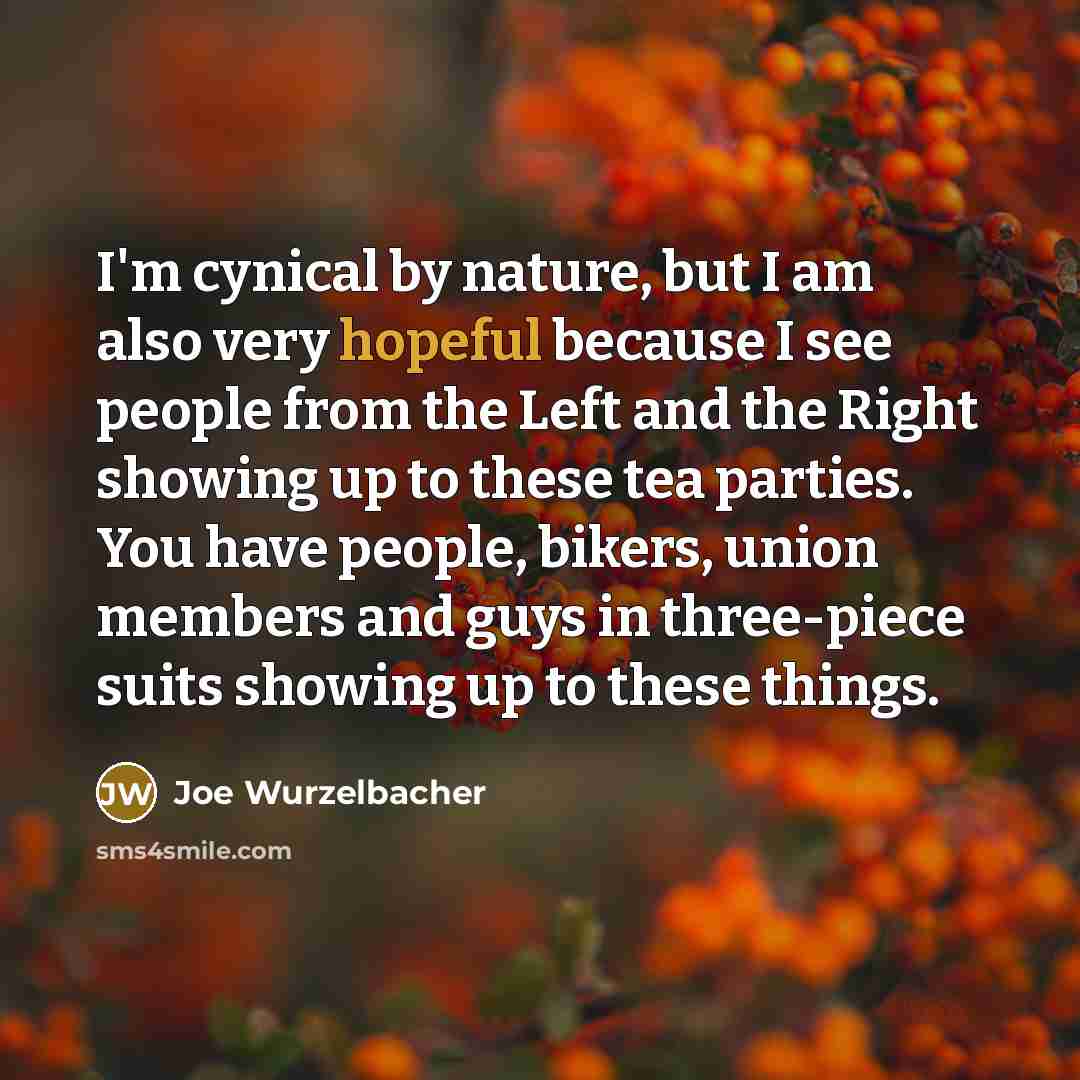 “I'm cynical by nature, but I am also very hopeful…” quote by Joe Wurzelbacher