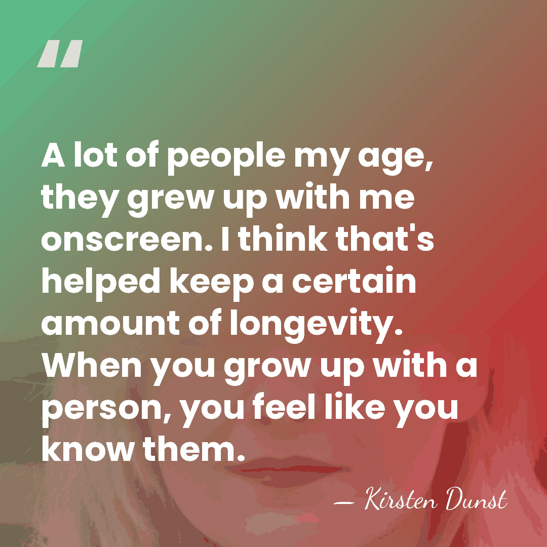 A lot of people my age, they grew up with me onscreen.&hellip; - Kirsten Dunst
