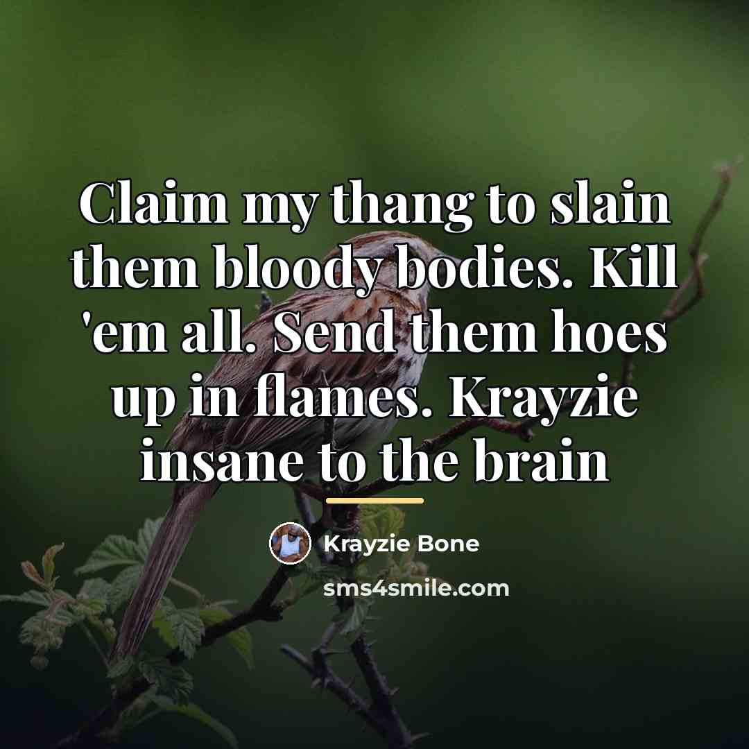“Claim my thang to slain them bloody bodies. Kill 'em…” quote by Krayzie Bone