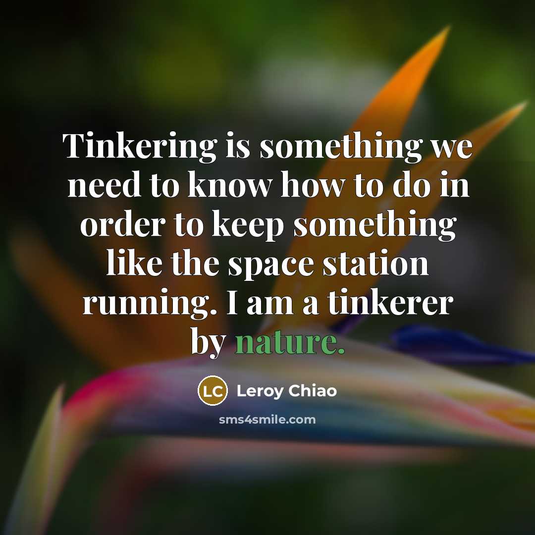 “Tinkering is something we need to know how to do…” quote by Leroy Chiao