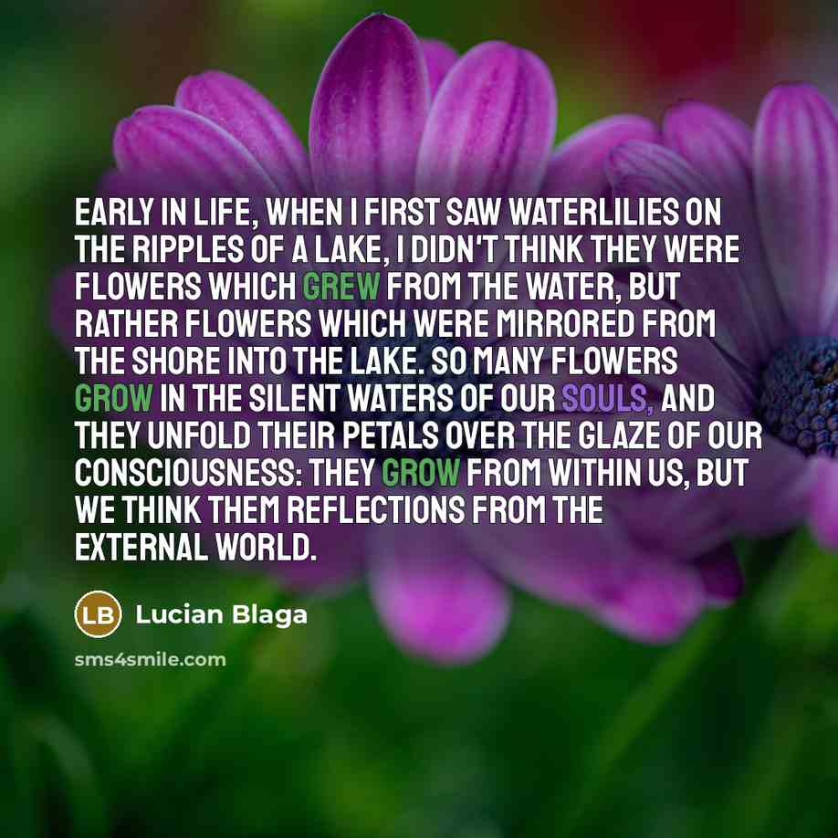 “Early in life, when I first saw waterlilies on the…” quote by Lucian Blaga