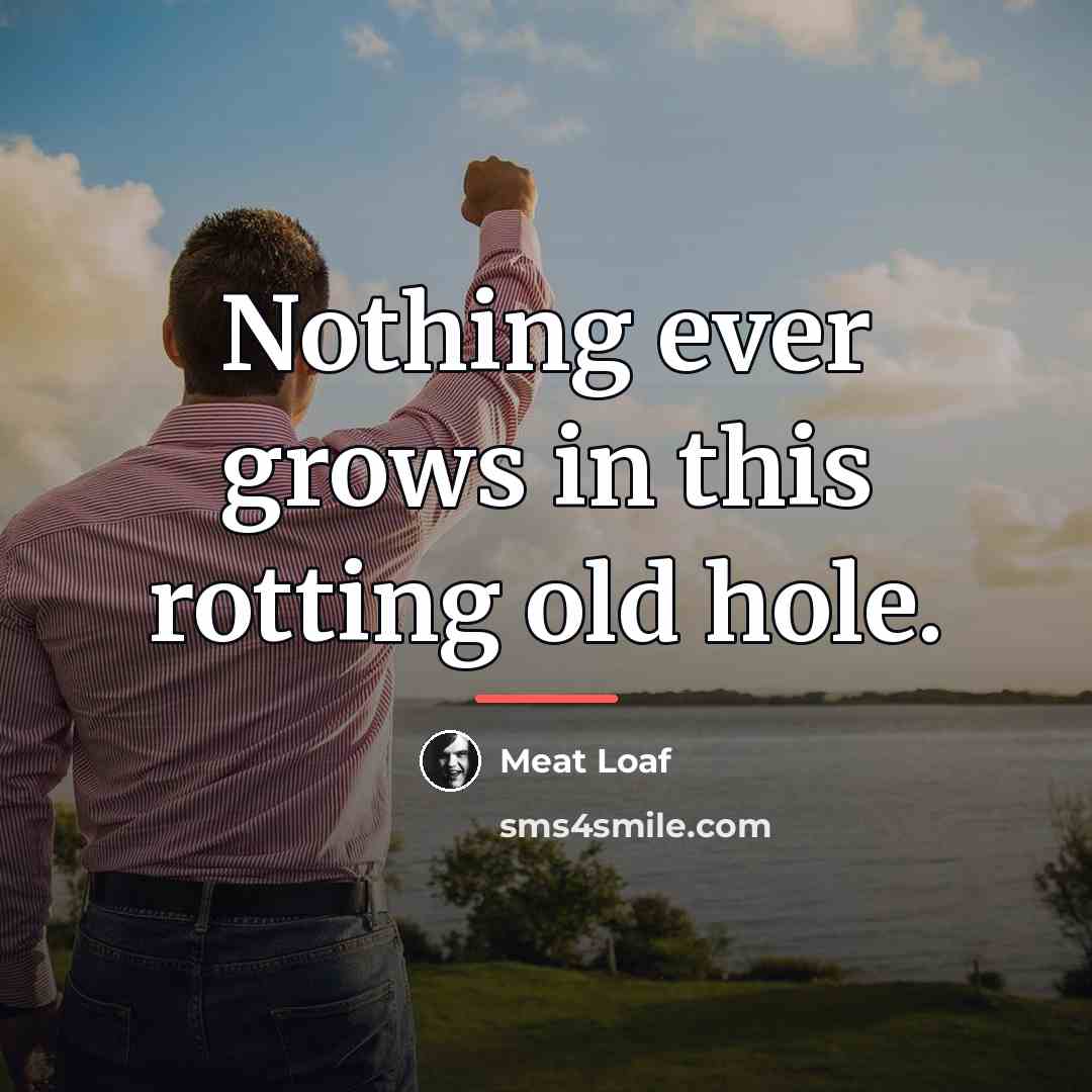 “Nothing ever grows in this rotting old hole.…” quote by Meat Loaf