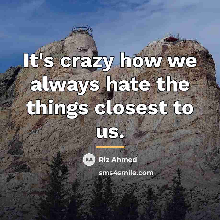 “It's crazy how we always hate the things closest to…” quote by Riz Ahmed