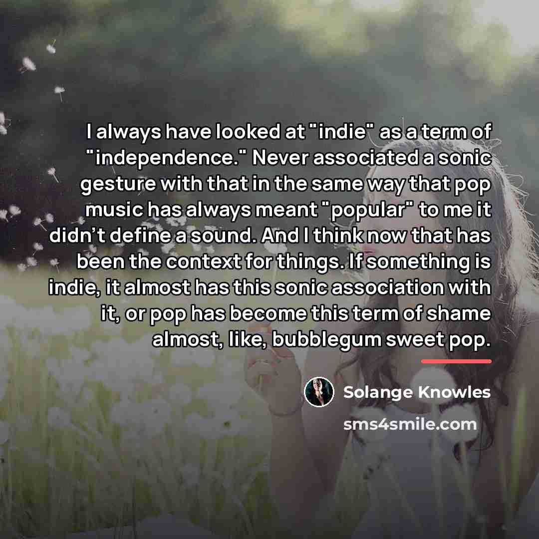 “I always have looked at "indie" as a term of…” quote by Solange Knowles