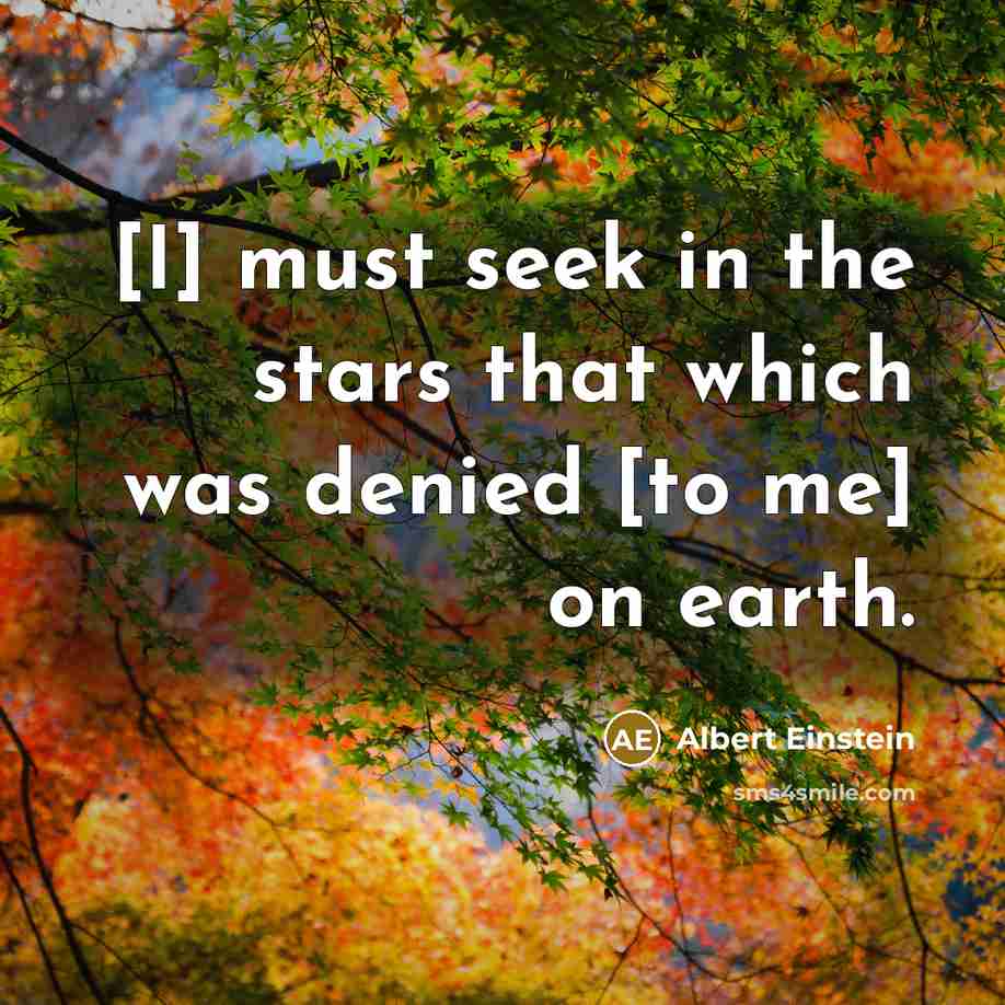 “[I] must seek in the stars that which was denied…” quote by Albert Einstein