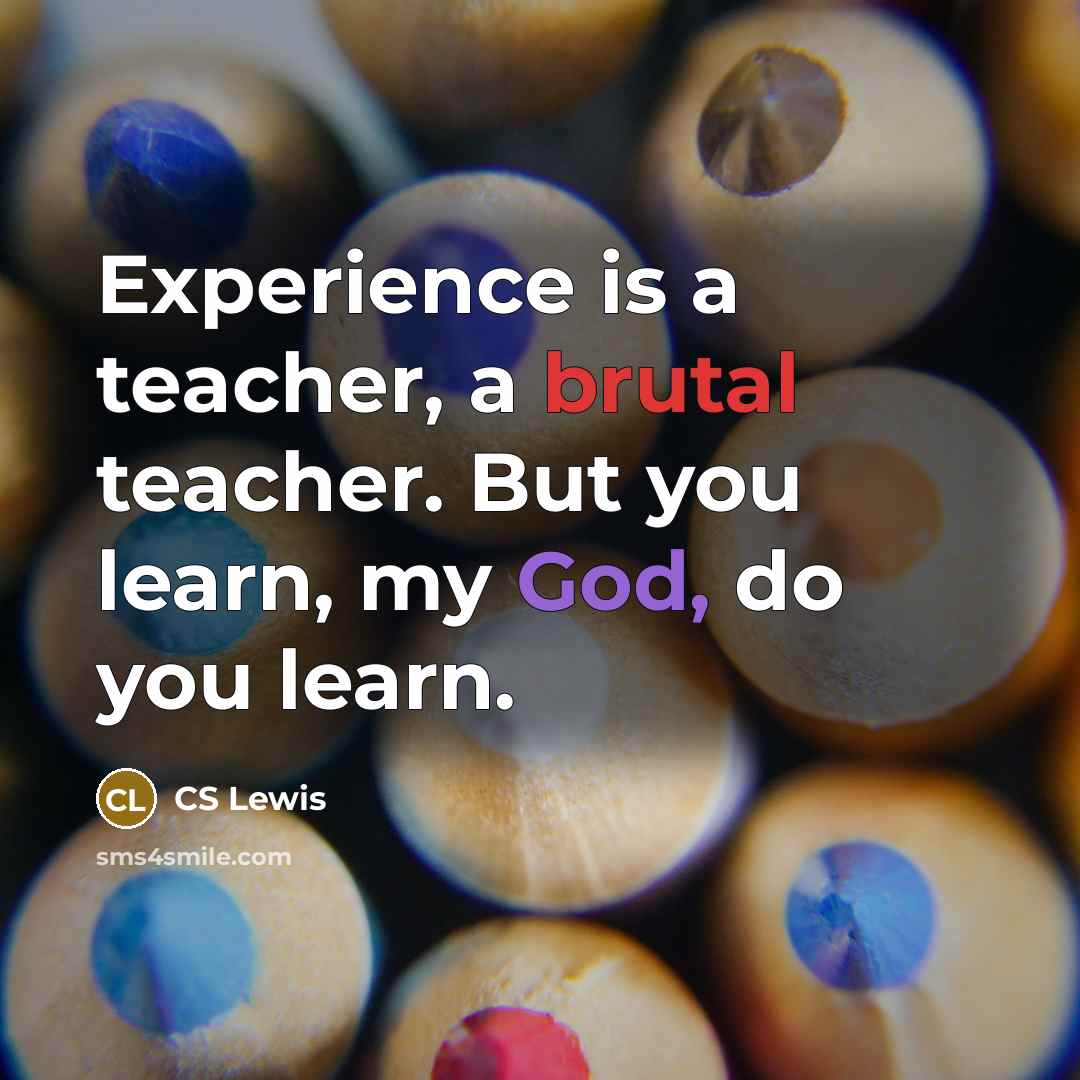 “Experience is a teacher, a brutal teacher. But you learn,…” quote by CS Lewis