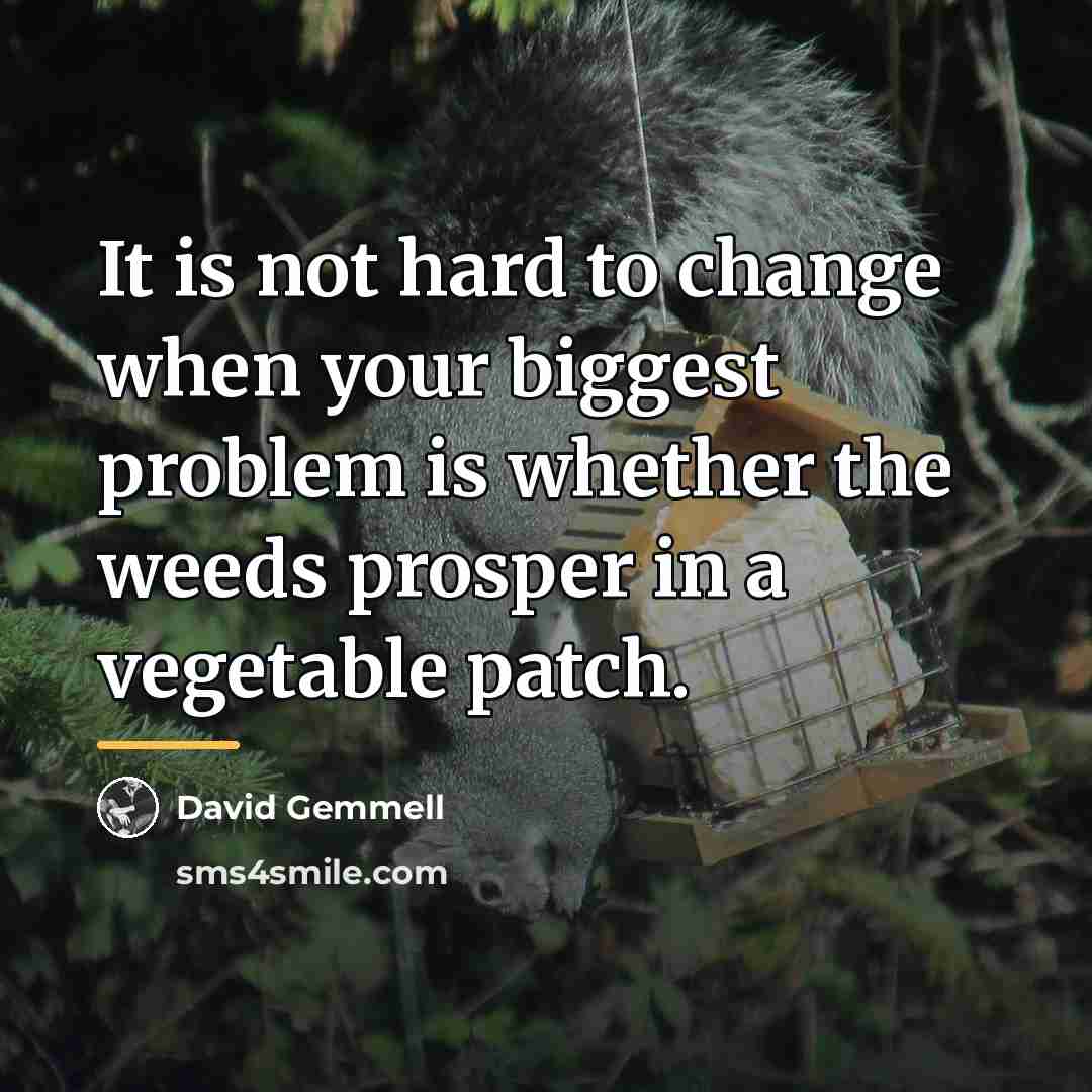 “It is not hard to change when your biggest problem…” quote by David Gemmell