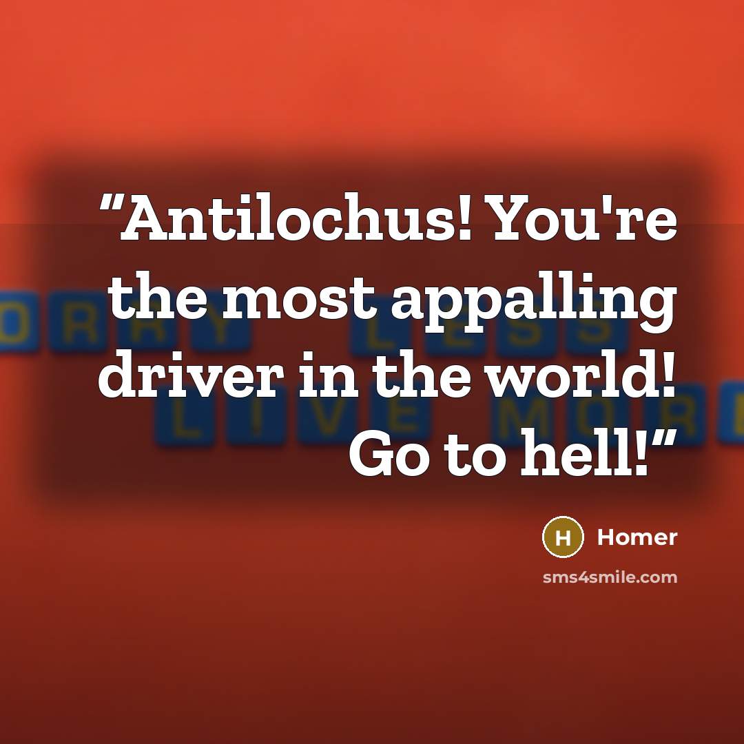 “Antilochus! You're the most appalling driver in the world! Go to hell!” quote by Homer