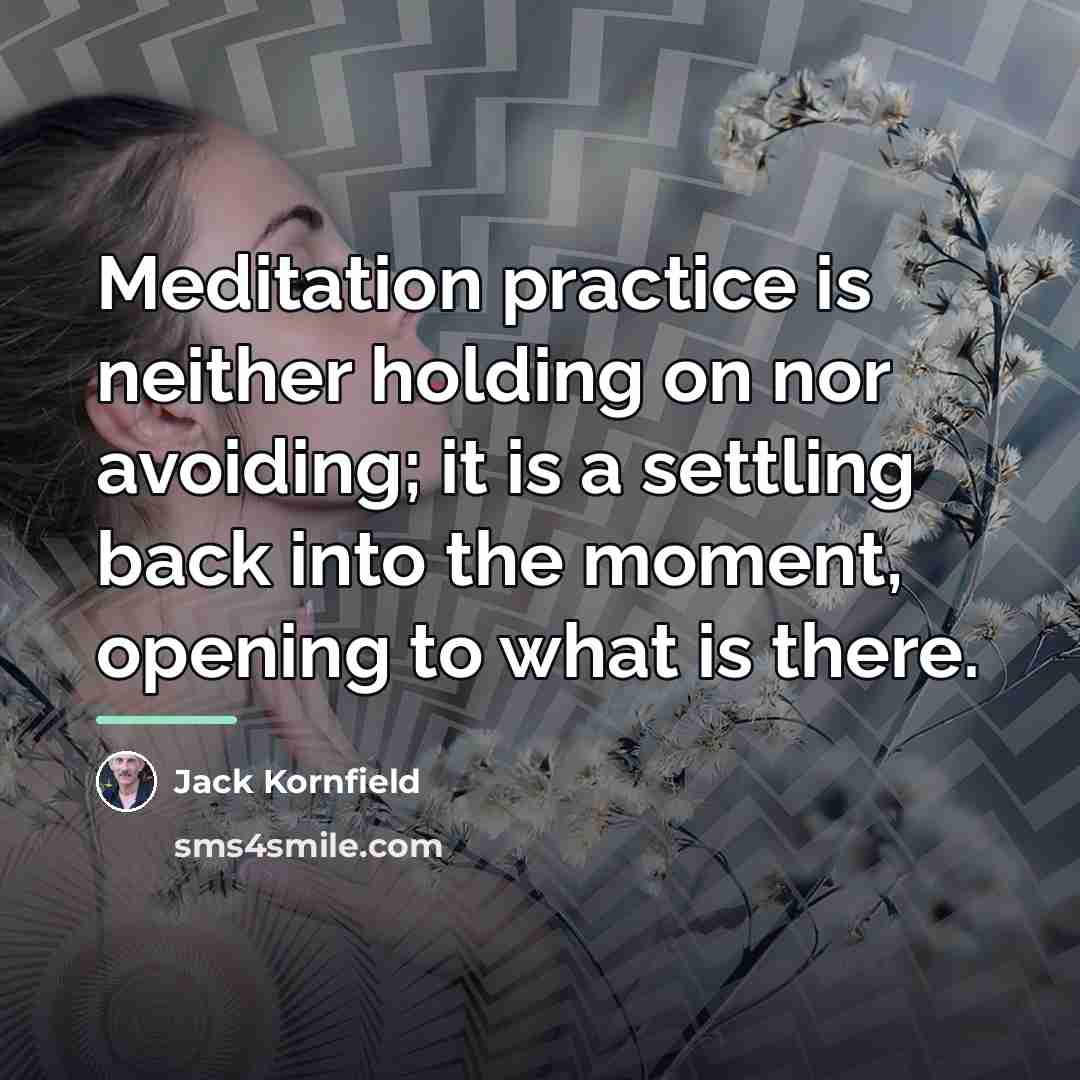 “Meditation practice is neither holding on nor avoiding; it is…” quote by Jack Kornfield