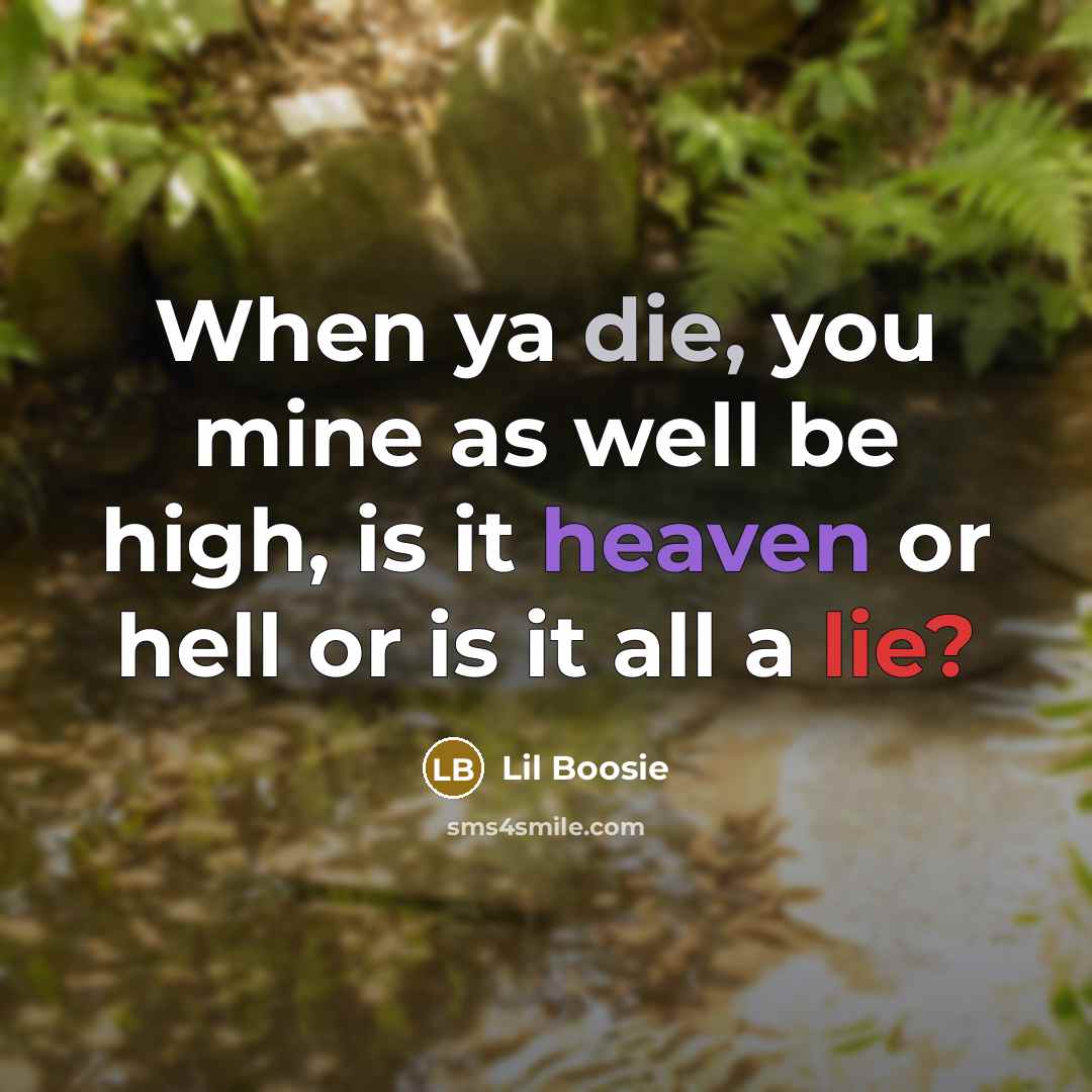 “When ya die, you mine as well be high, is it heaven or hell or is it all a lie?” quote by Lil Boosie