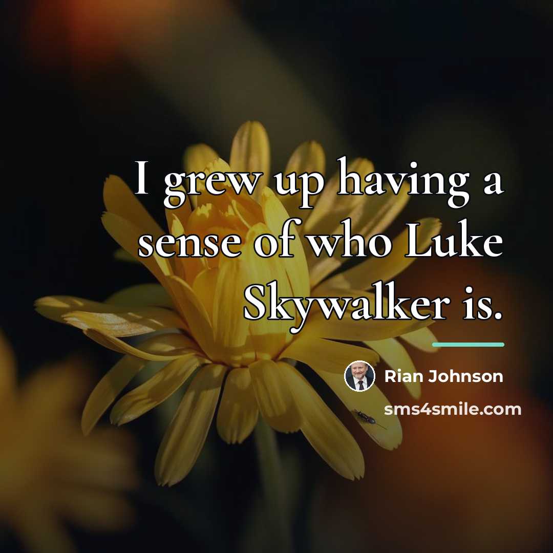 “I grew up having a sense of who Luke Skywalker…” quote by Rian Johnson