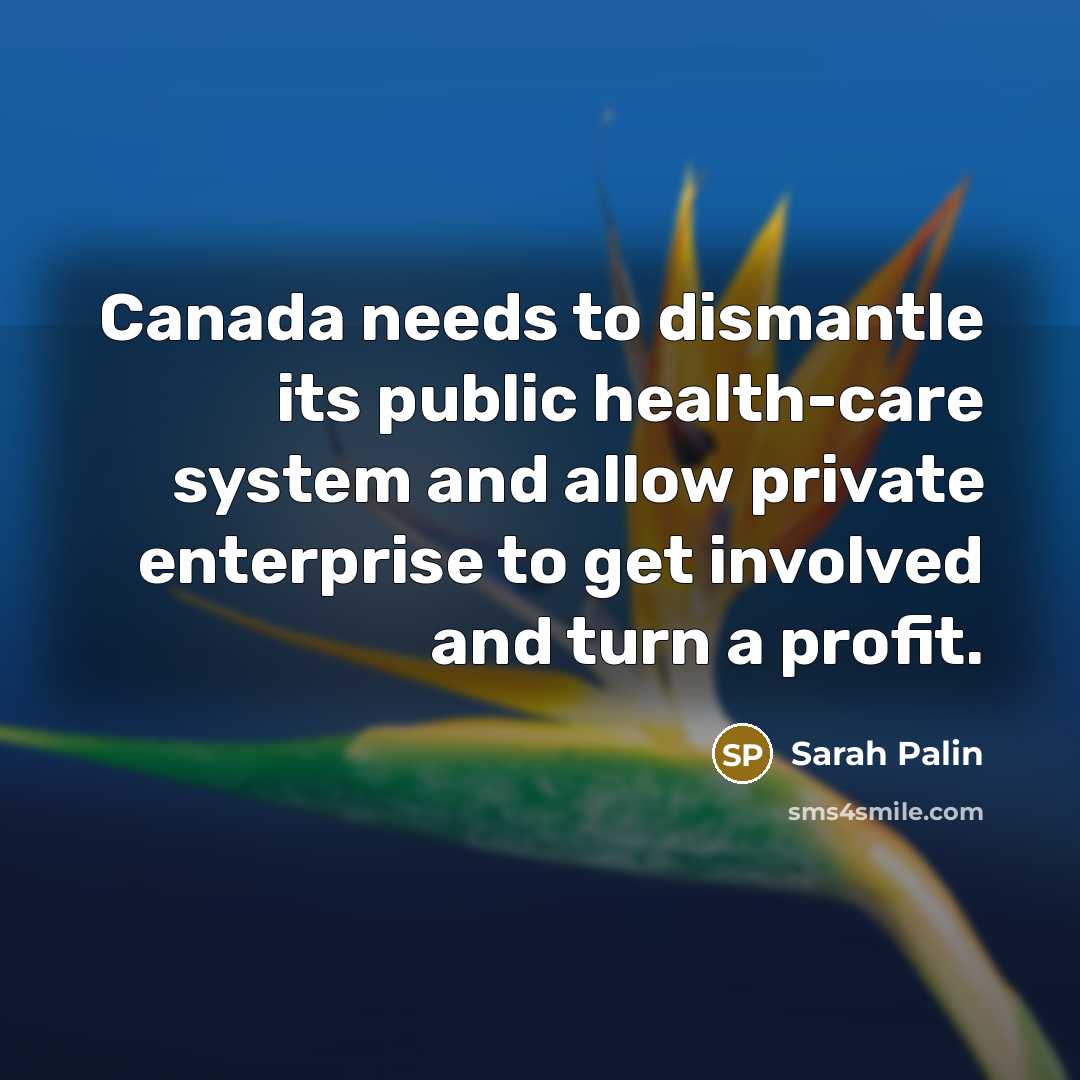 “Canada needs to dismantle its public health-care system and allow…” quote by Sarah Palin
