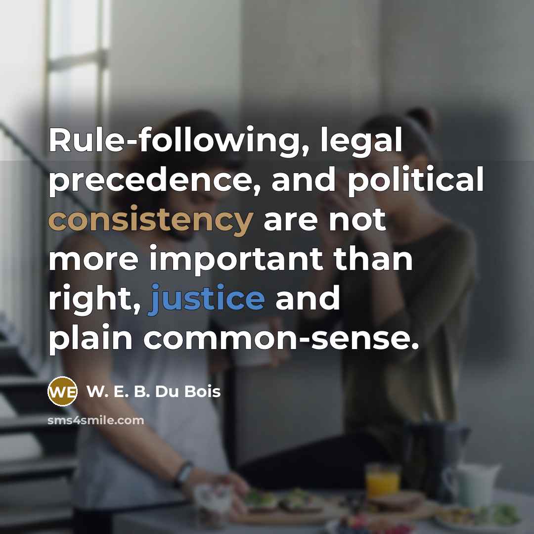 “Rule-following, legal precedence, and political consistency are not more important than right, justice and plain common-sense.” quote by W. E. B. Du Bois