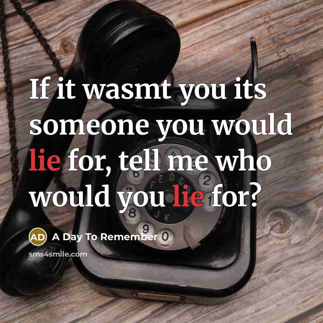 “If it wasmt you its someone you would lie for, tell me who would you lie for?” quote by A Day To Remember