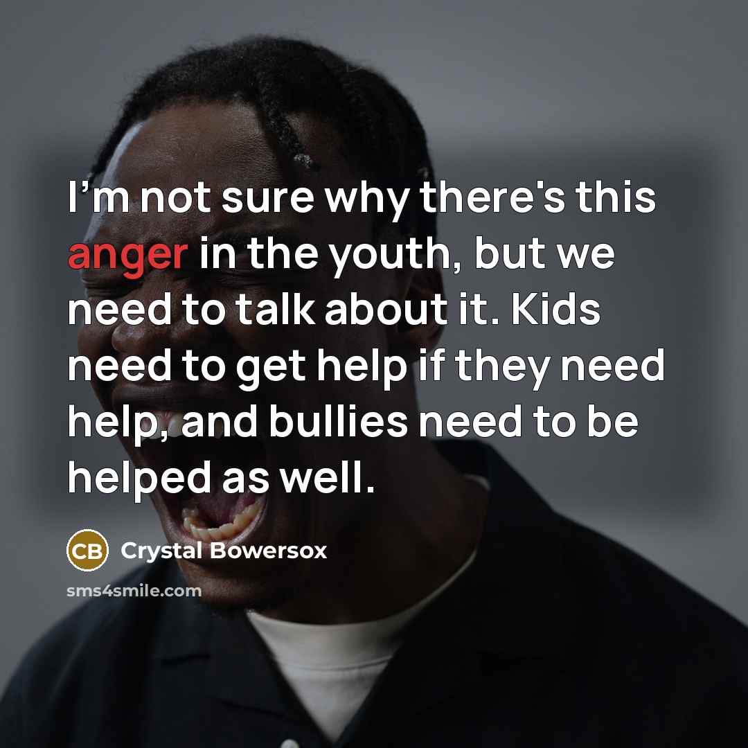 “I'm not sure why there's this anger in the youth,…” quote by Crystal Bowersox