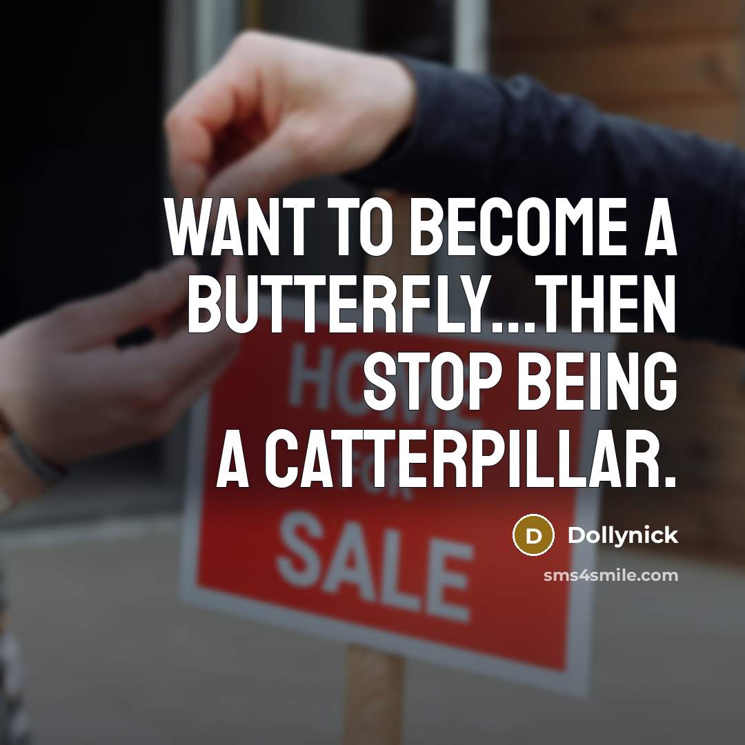 “Want to become a butterfly....then stop being a catterpillar.…” quote by Dollynick