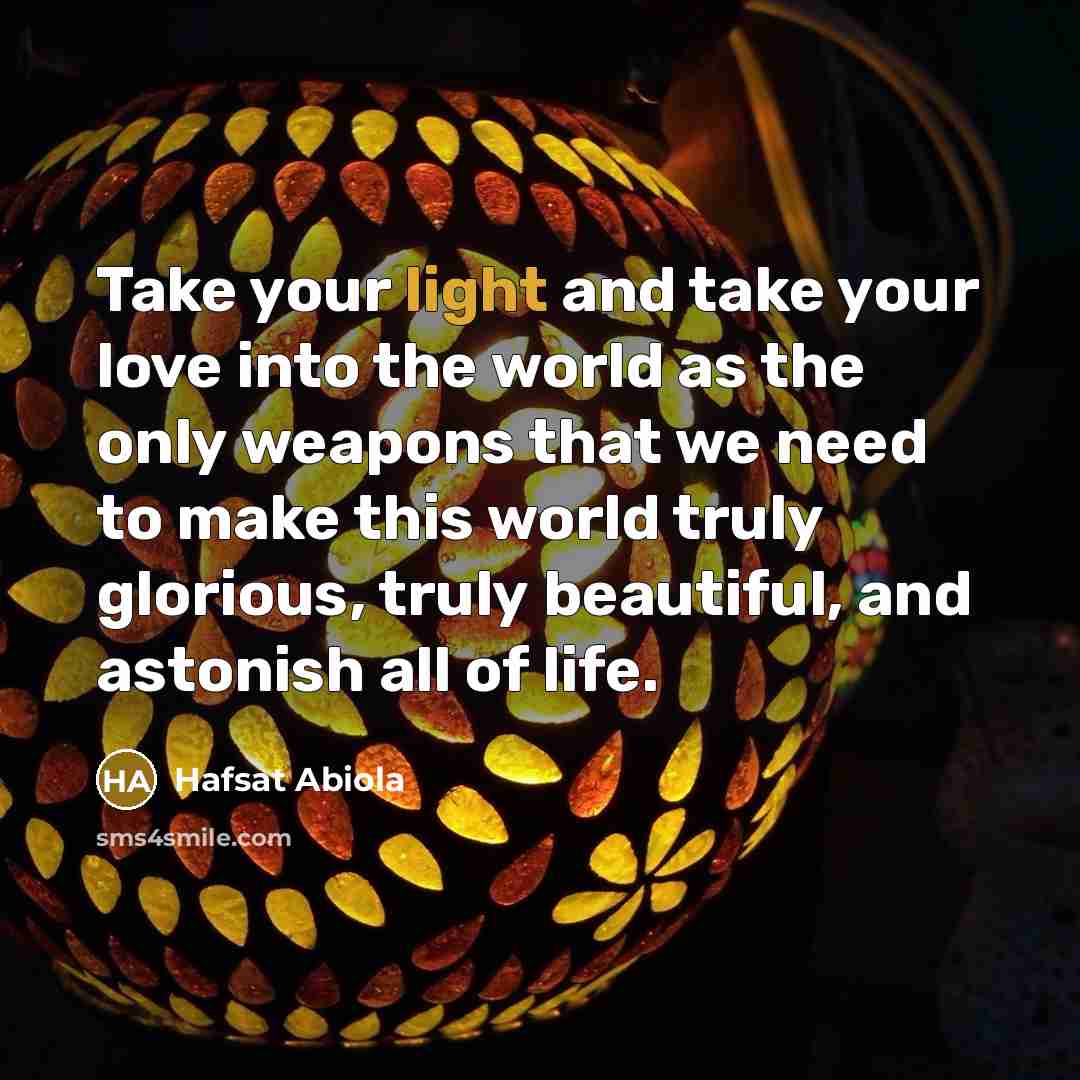 “Take your light and take your love into the world…” quote by Hafsat Abiola