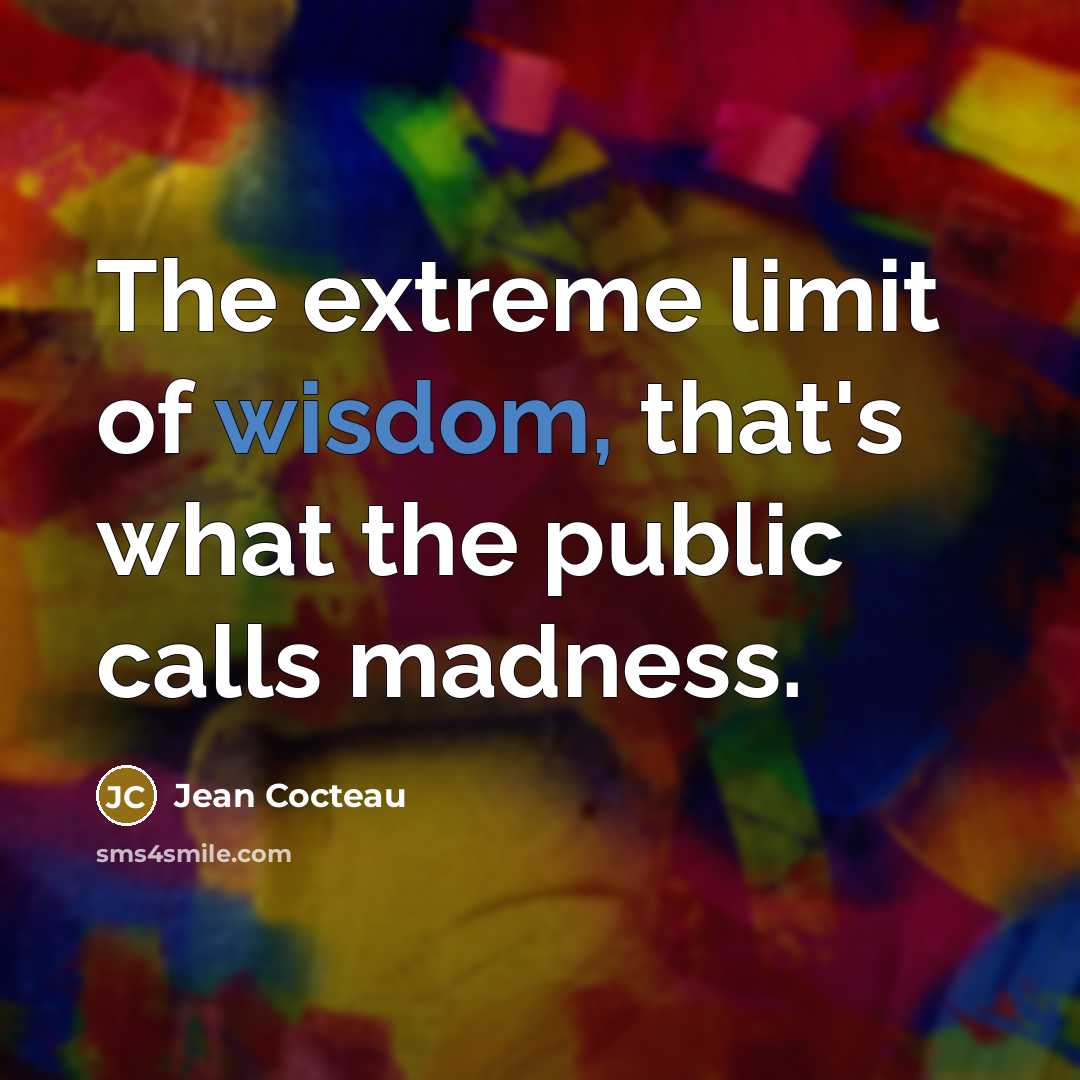 “The extreme limit of wisdom, that's what the public calls…” quote by Jean Cocteau