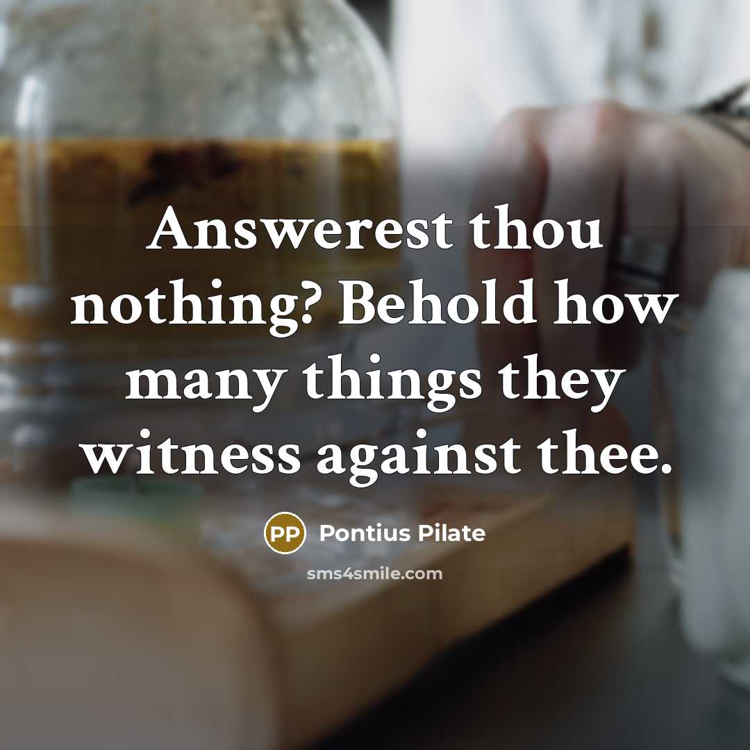 “Answerest thou nothing? Behold how many things they witness against…” quote by Pontius Pilate