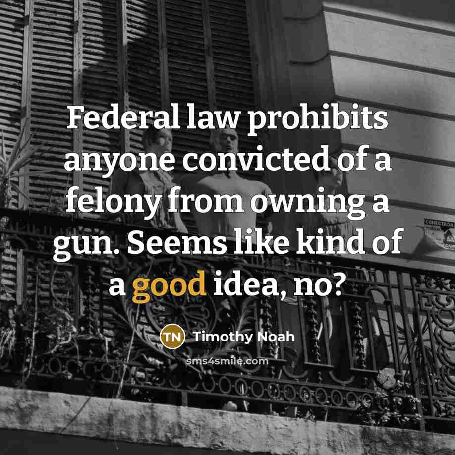 “Federal law prohibits anyone convicted of a felony from owning…” quote by Timothy Noah