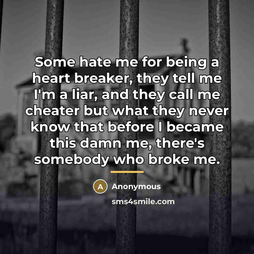 “Some hate me for being a heart breaker, they tell…” quote by Anonymous