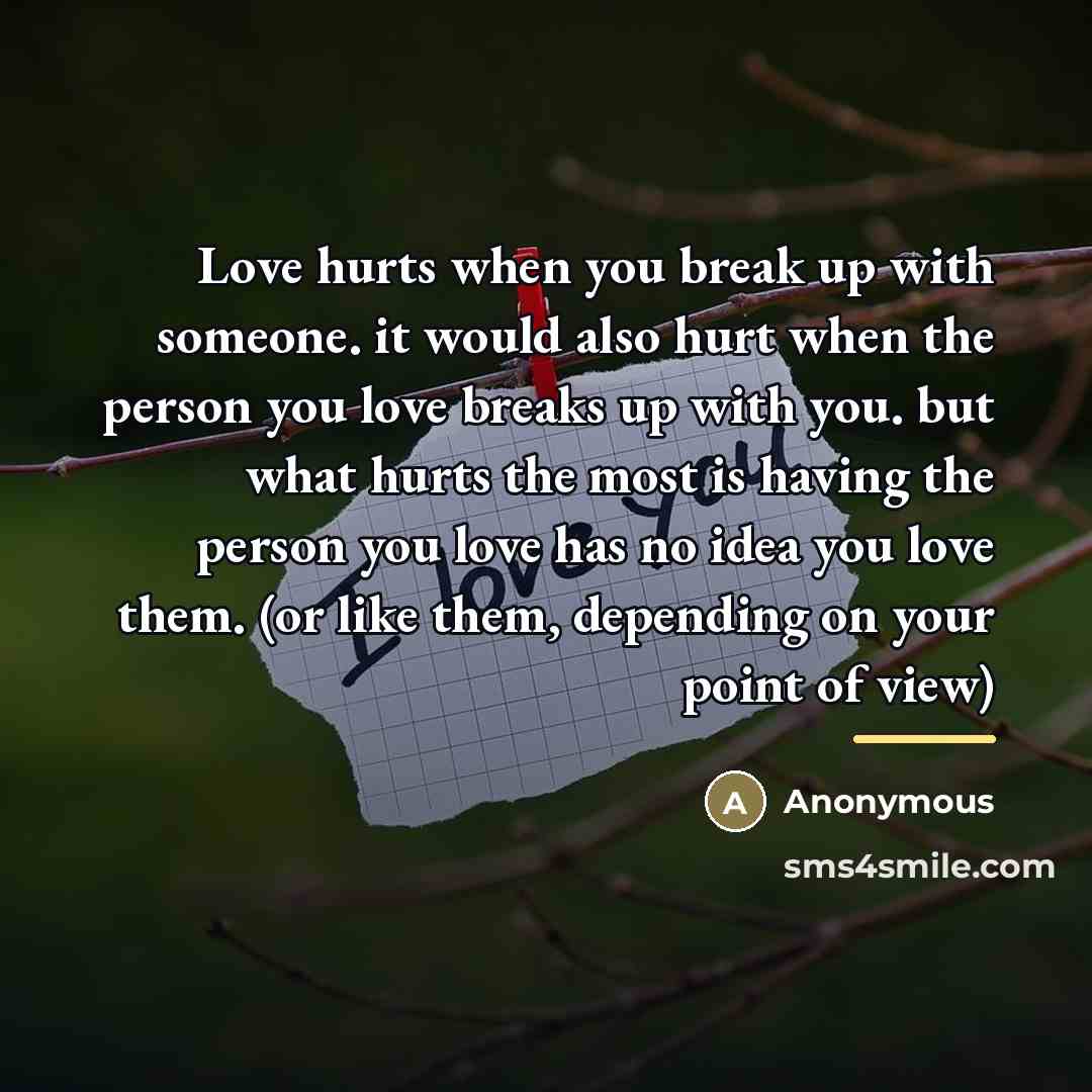 “Love hurts when you break up with someone. it would…” quote by Anonymous