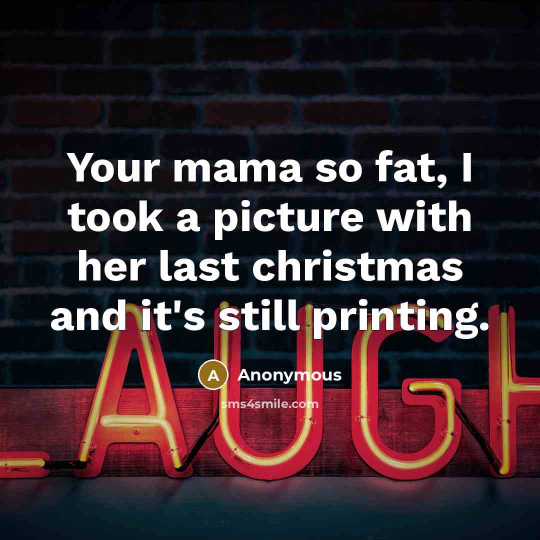 “Your mama so fat, I took a picture with her…” quote by Anonymous