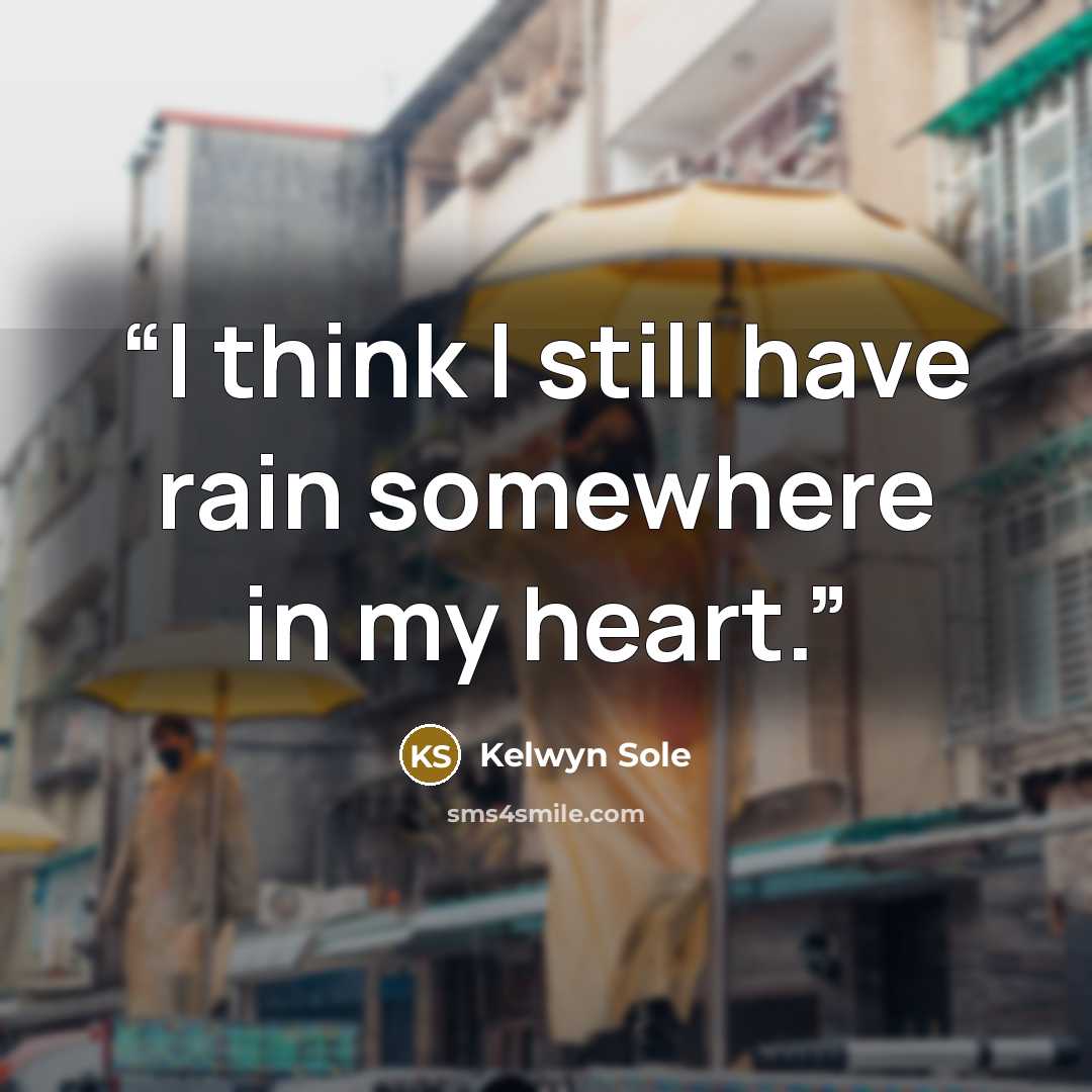 “I think I still have rain somewhere in my heart.” quote by Kelwyn Sole