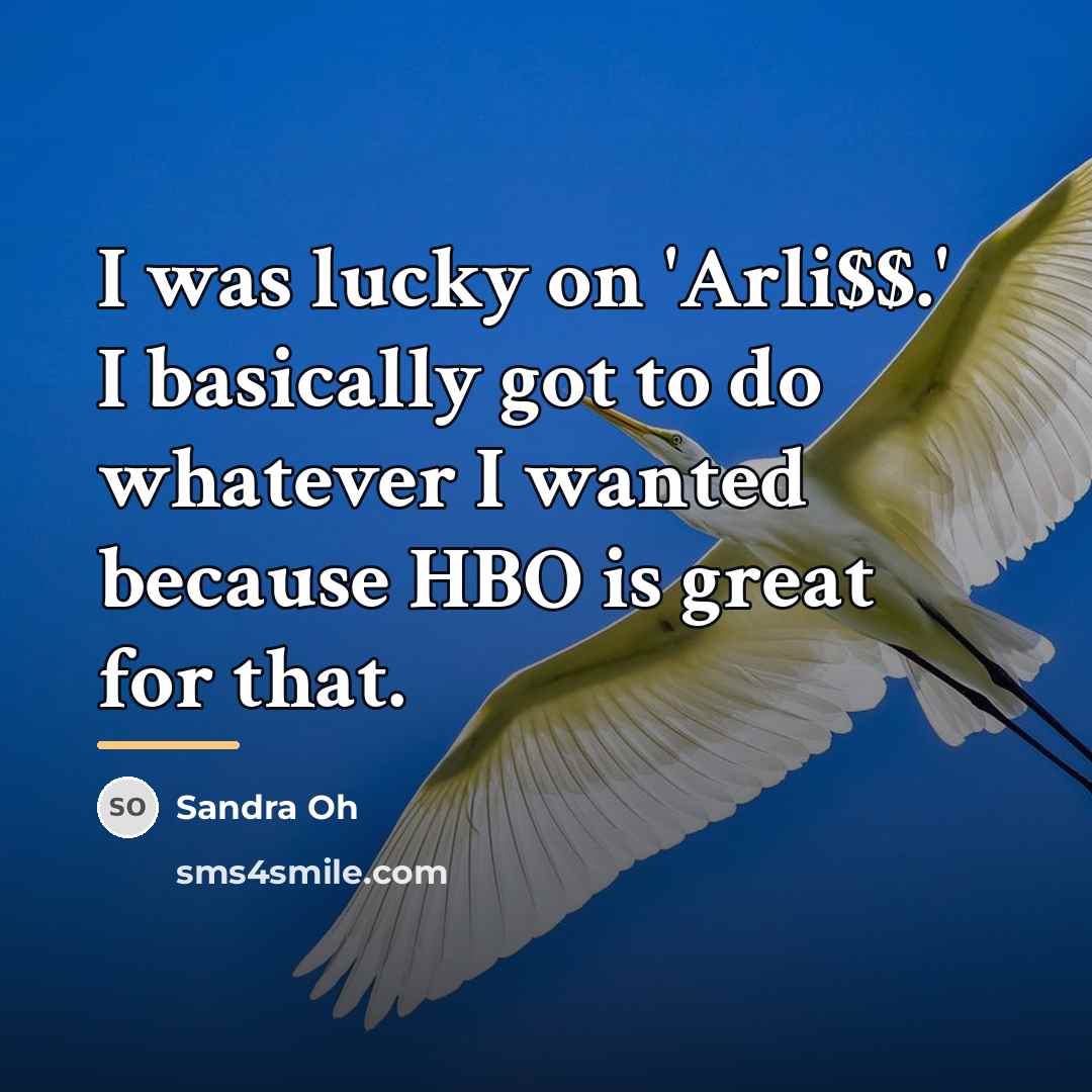 “I was lucky on 'Arli$$.' I basically got to do…” quote by Sandra Oh