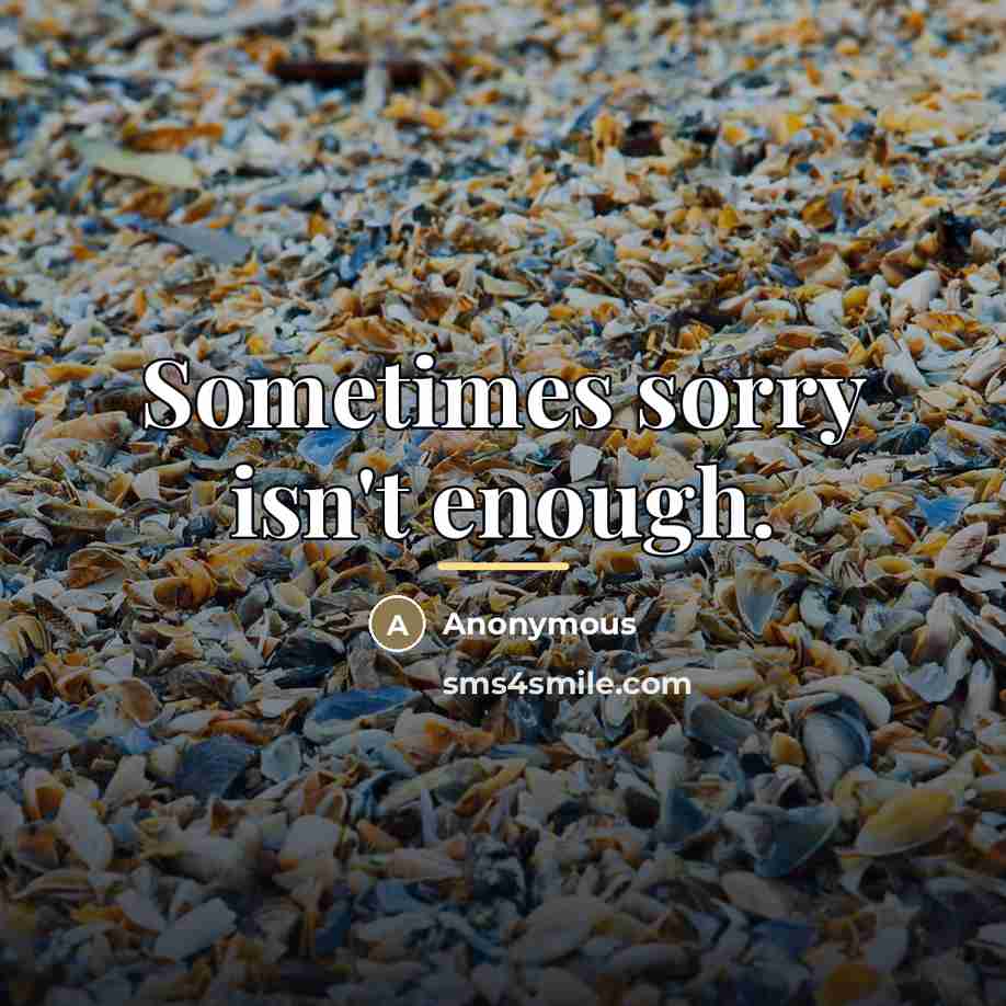 “Sometimes sorry isn't enough.…” quote by Anonymous