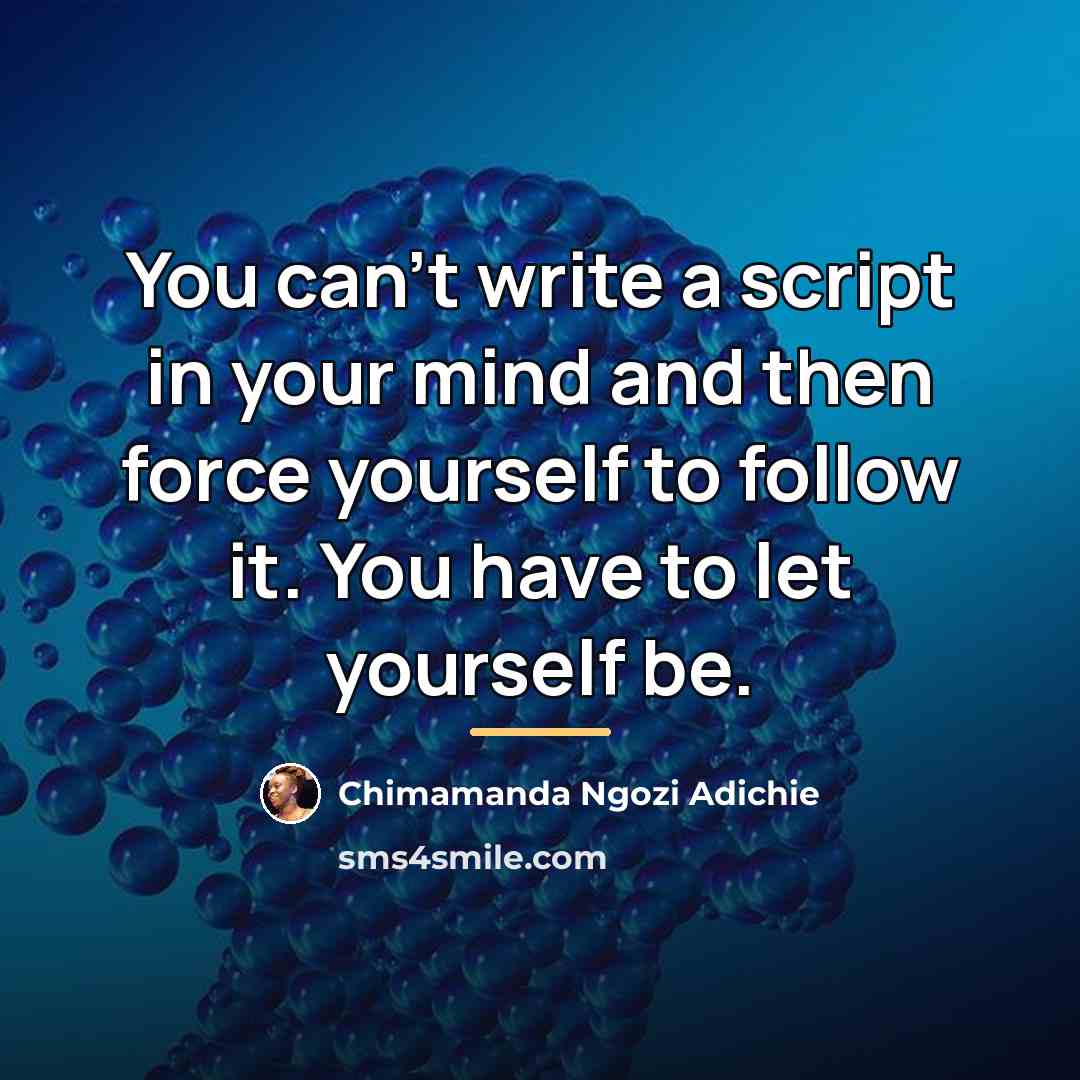 “You can't write a script in your mind and then…” quote by Chimamanda Ngozi Adichie